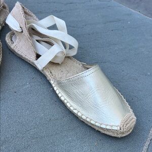 Soludos gold metallic espadrilles, size 10